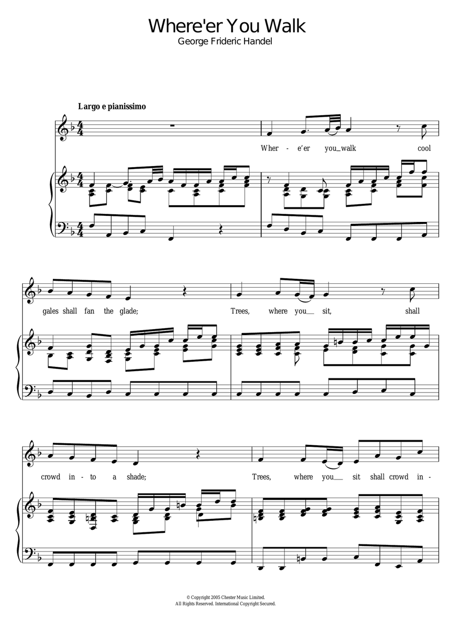 Where'er You Walk (from Semele HWV58) Piano, Vocal scores gallery preview page 1