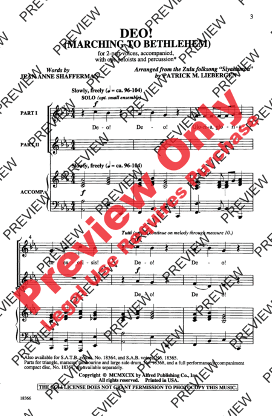 Deo! (Marching to Bethlehem) 2-Part scores gallery preview page 3