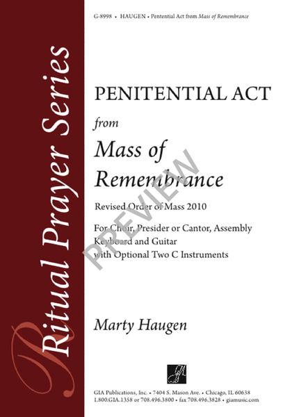 Penitential Act from "Mass of Remembrance"