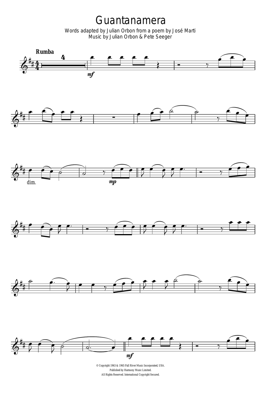 Guantanamera Alto Saxophone scores gallery preview page 1