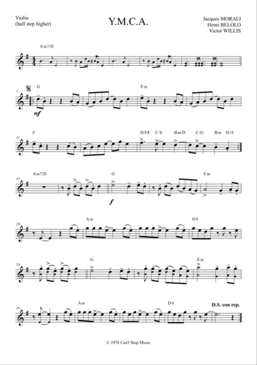 Y.m.c.a. Violin Solo scores gallery preview page 2