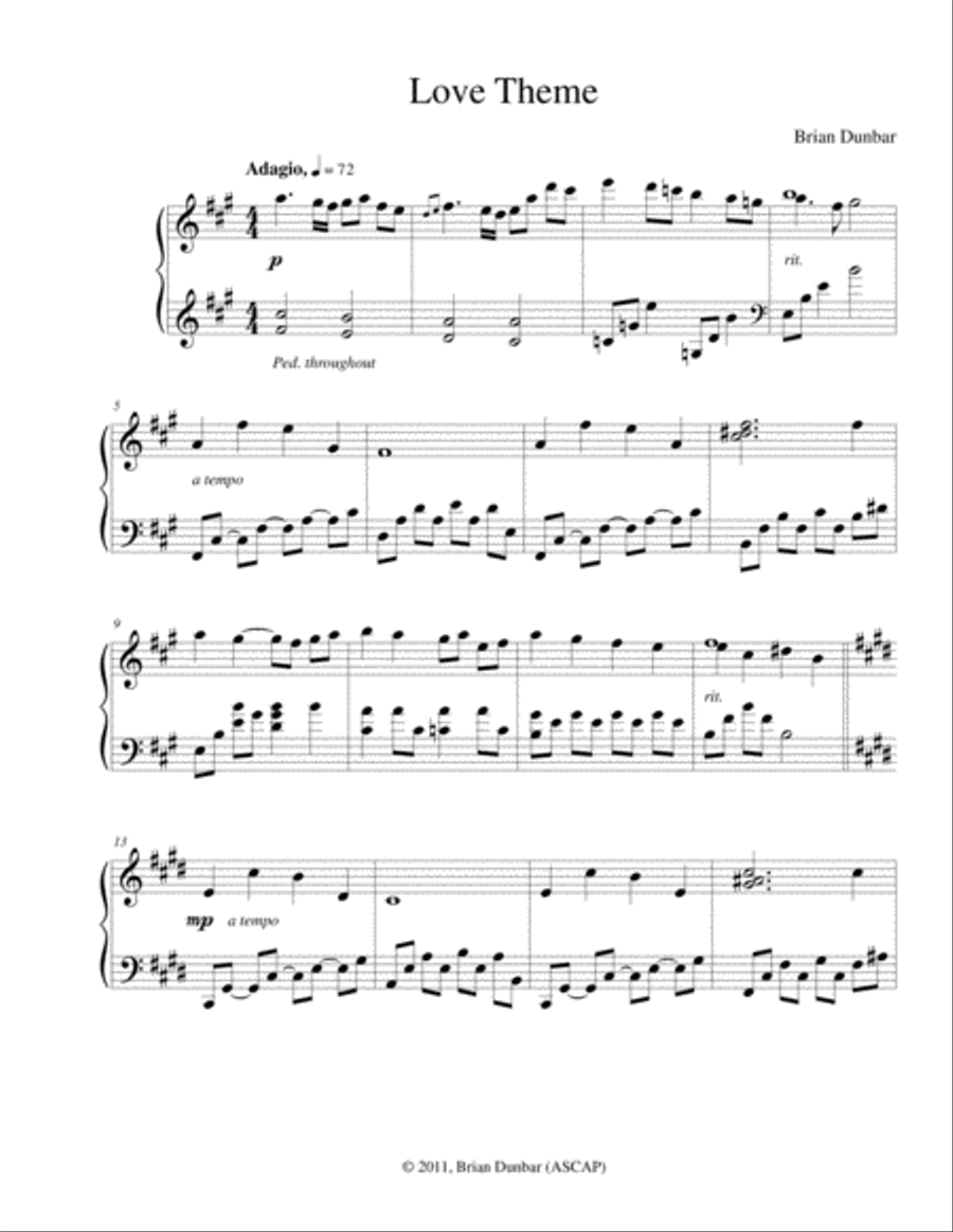 Love Theme Piano Solo scores gallery preview page 1
