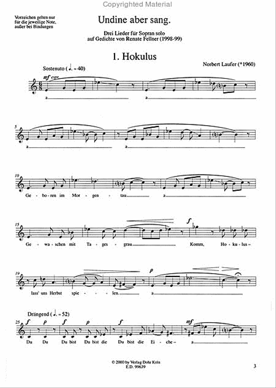 Undine aber sang. (1998/99) -Drei Lieder für Sopran solo auf Gedichte von Renate Fellner- Score scores gallery preview page 2
