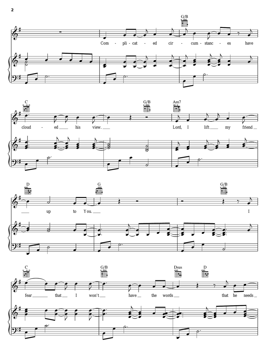 Prayer For A Friend Prayer For A Friend Piano, Vocal, Guitar scores gallery preview page 2