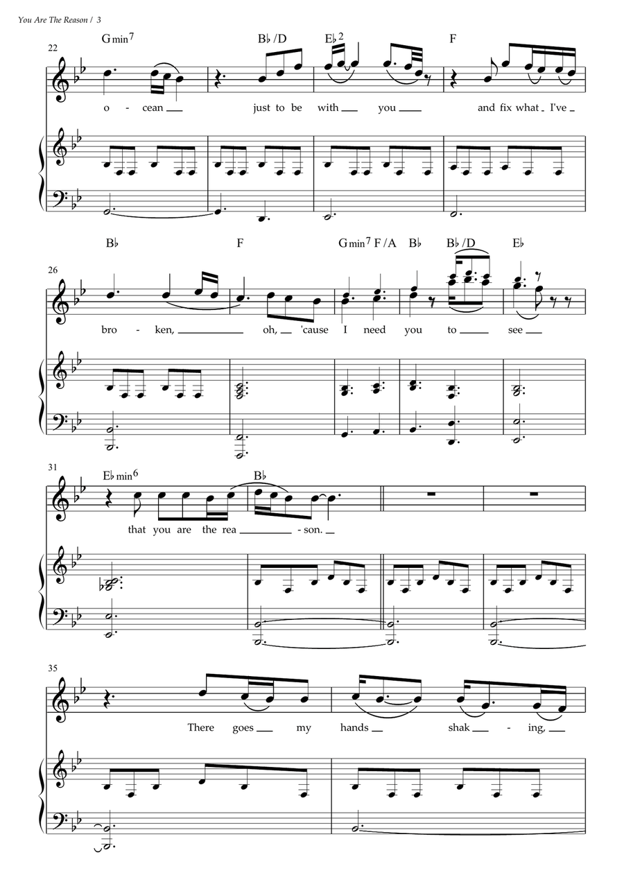 You Are The Reason Piano scores gallery preview page 3