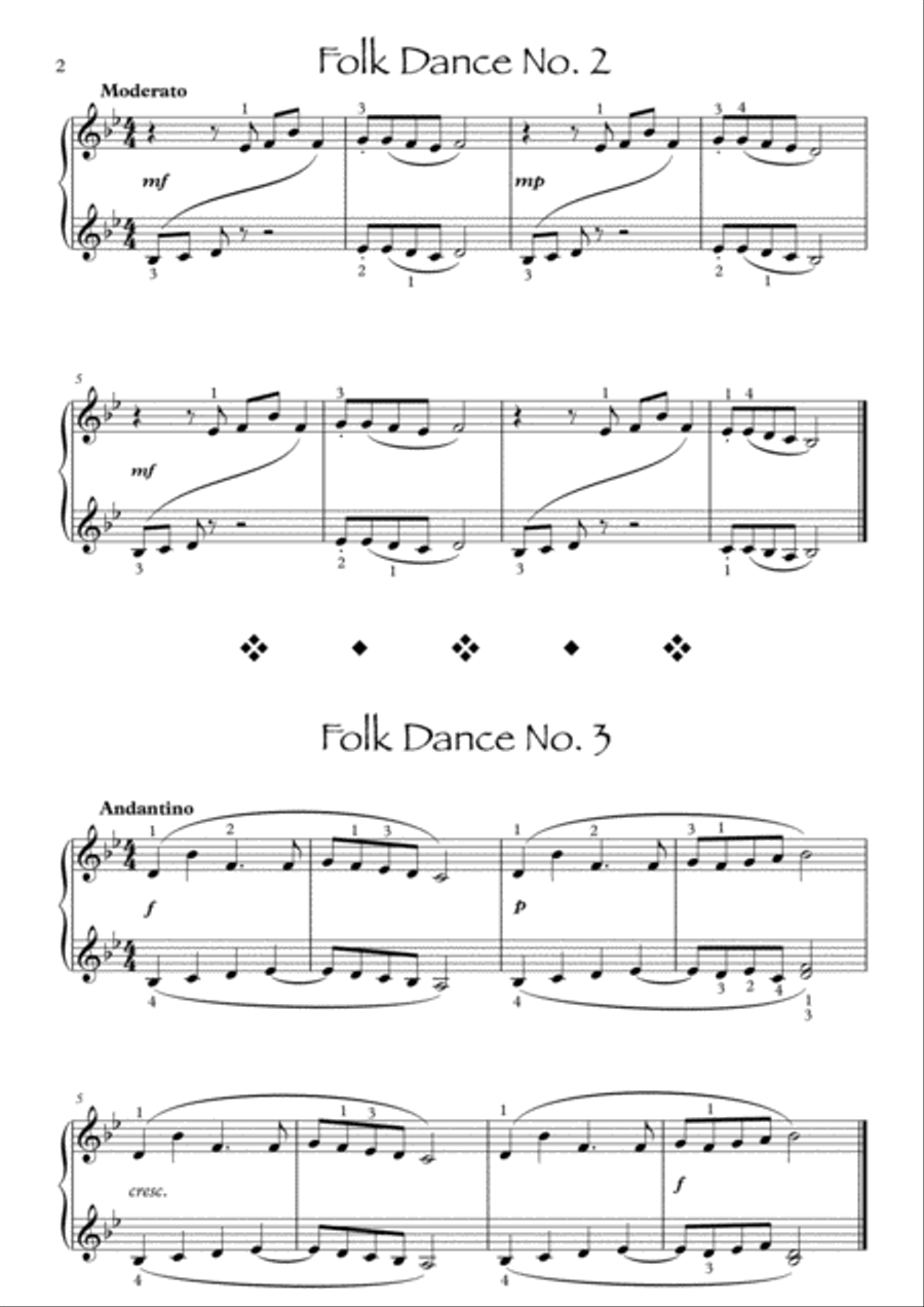 10 Folk Dance Miniatures for solo piano. Easy Piano scores gallery preview page 3