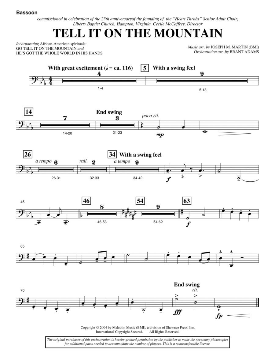 Tell It On The Mountain (from A World Of Christmas) - Bassoon Choir scores gallery preview page 1
