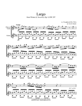 Book cover for Largo from Winter (L'Inverno) for flute or violin and guitar