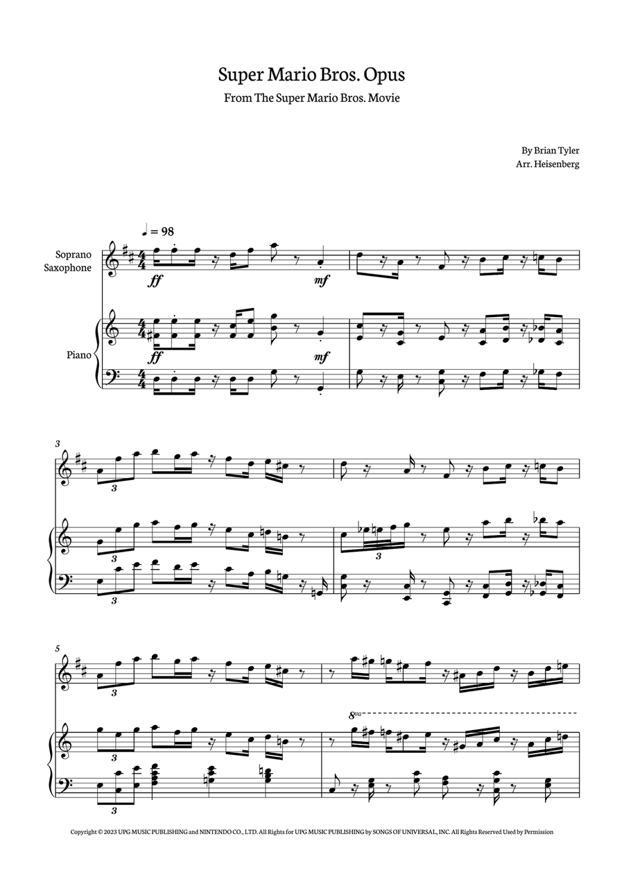 Super Mario Bros. Opus Soprano Saxophone scores gallery preview page 1