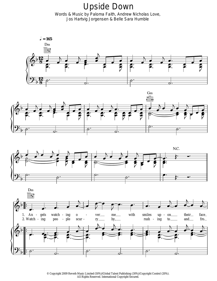 Upside Down Piano, Vocal, Guitar scores gallery preview page 1