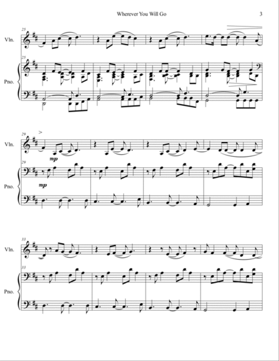 Wherever You Will Go Violin Solo scores gallery preview page 4