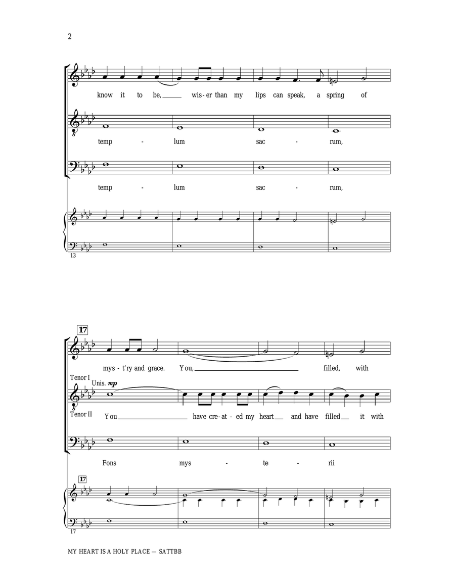 Cor Meum Est Templum Sacrum (My Heart Is A Holy Place) 4-Part scores gallery preview page 2