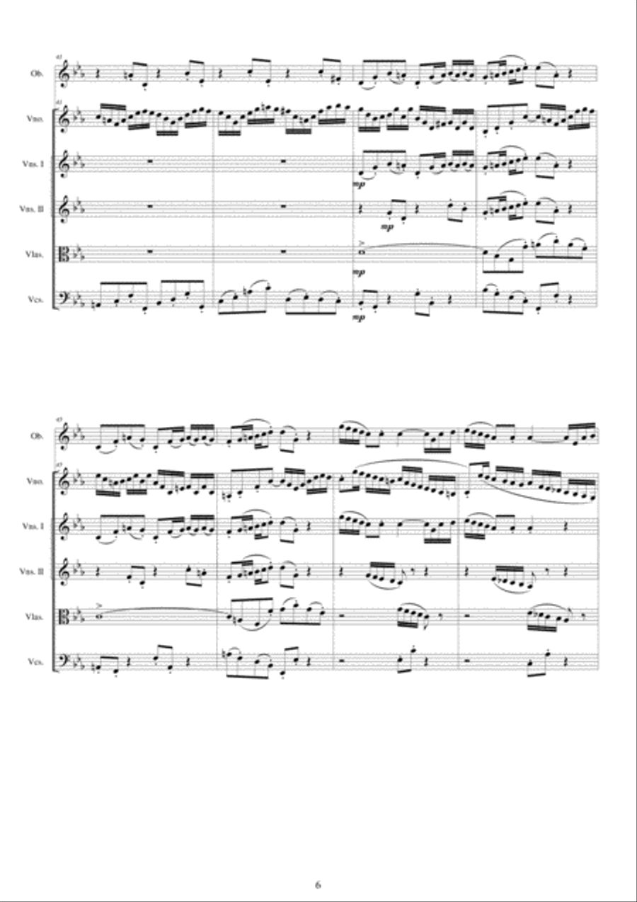 Bach - Double Concerto in C minor BWV1060R for Oboe, Violin and Strings String Orchestra scores gallery preview page 6