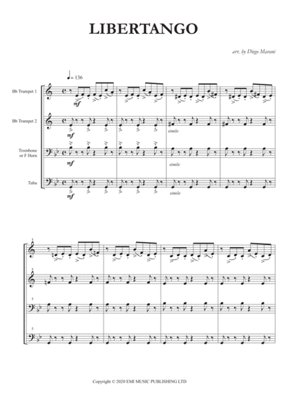 Libertango for Brass Quartet
