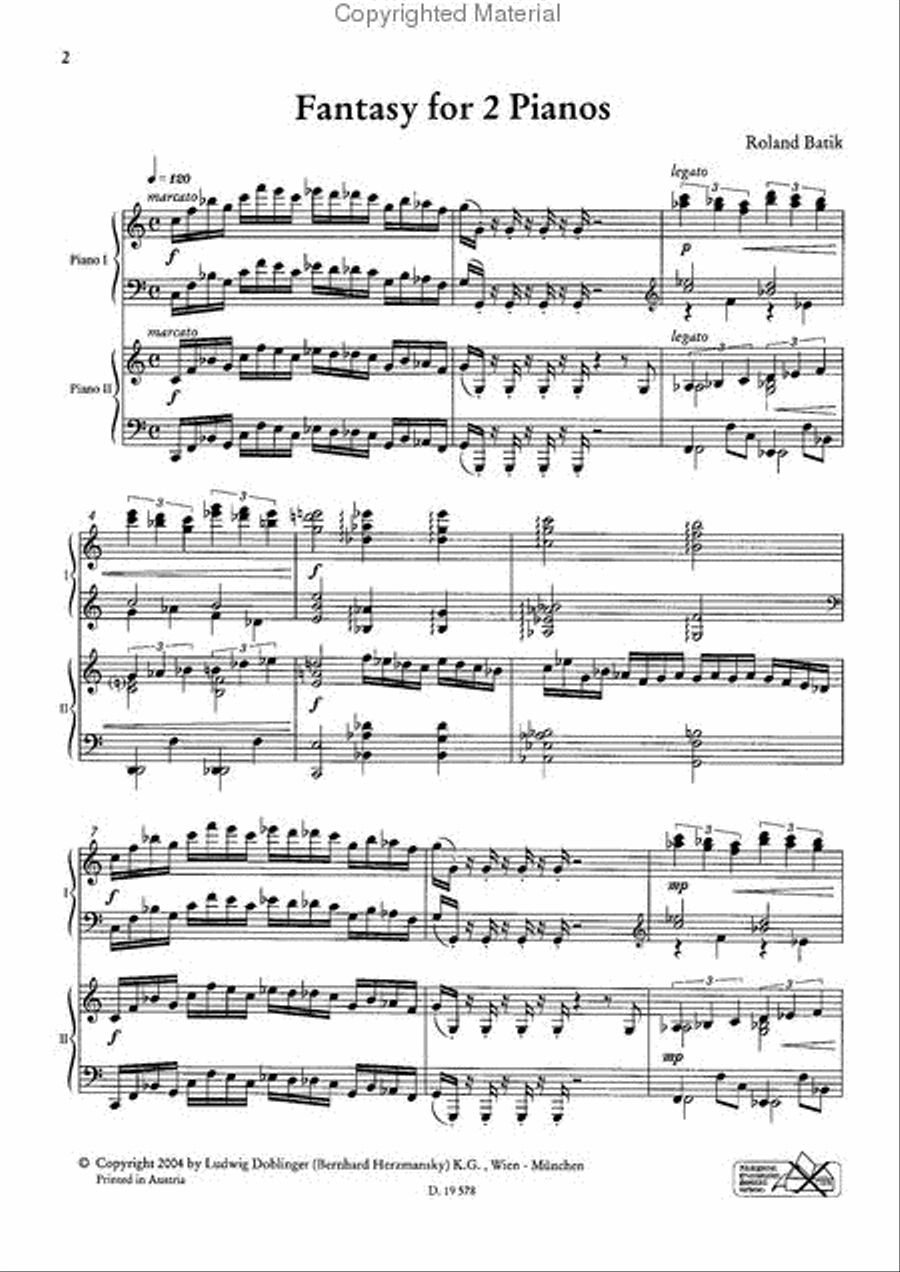 Fantasy for 2 Pianos Piano Duet scores gallery preview page 2