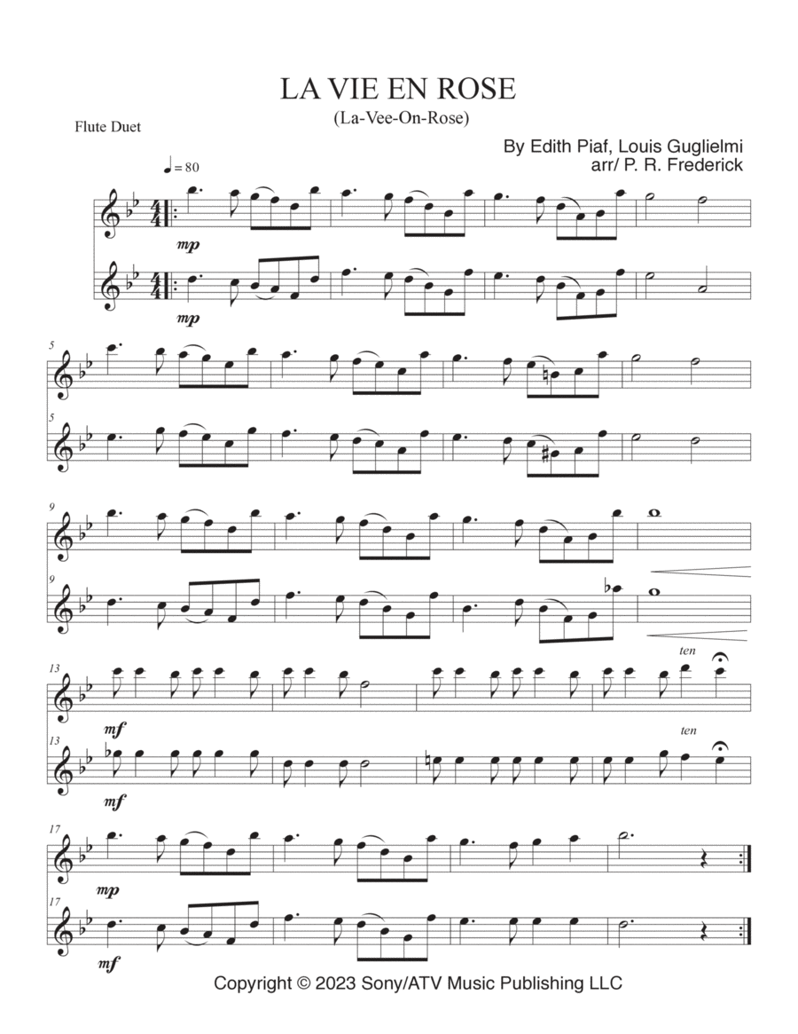 La vie en rose tenor sax 2025