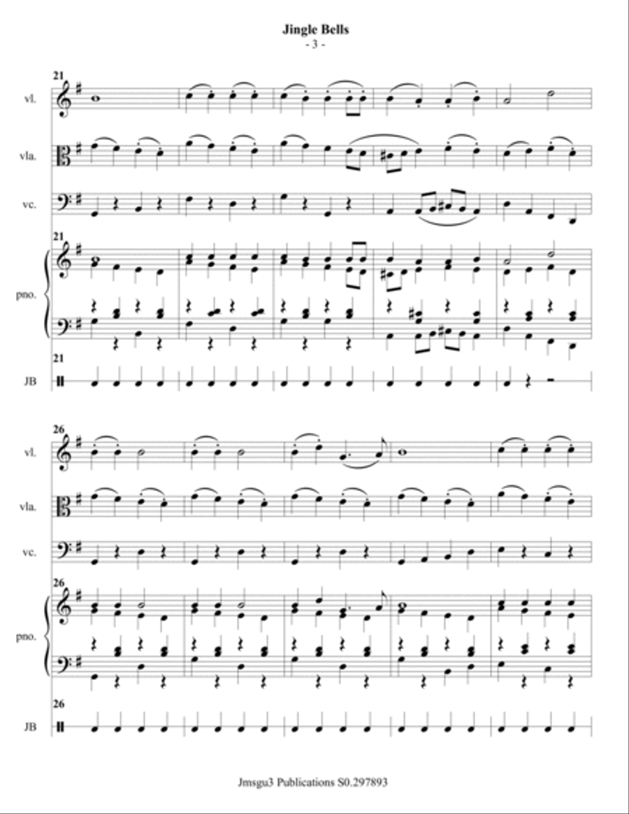 Jingle Bells for Piano Quartet Piano Quartet scores gallery preview page 3