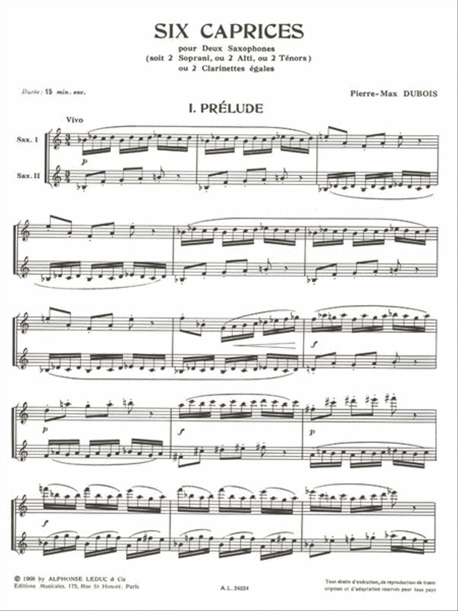 Six Caprices (two Saxophones) Saxophone Duet scores gallery preview page 2