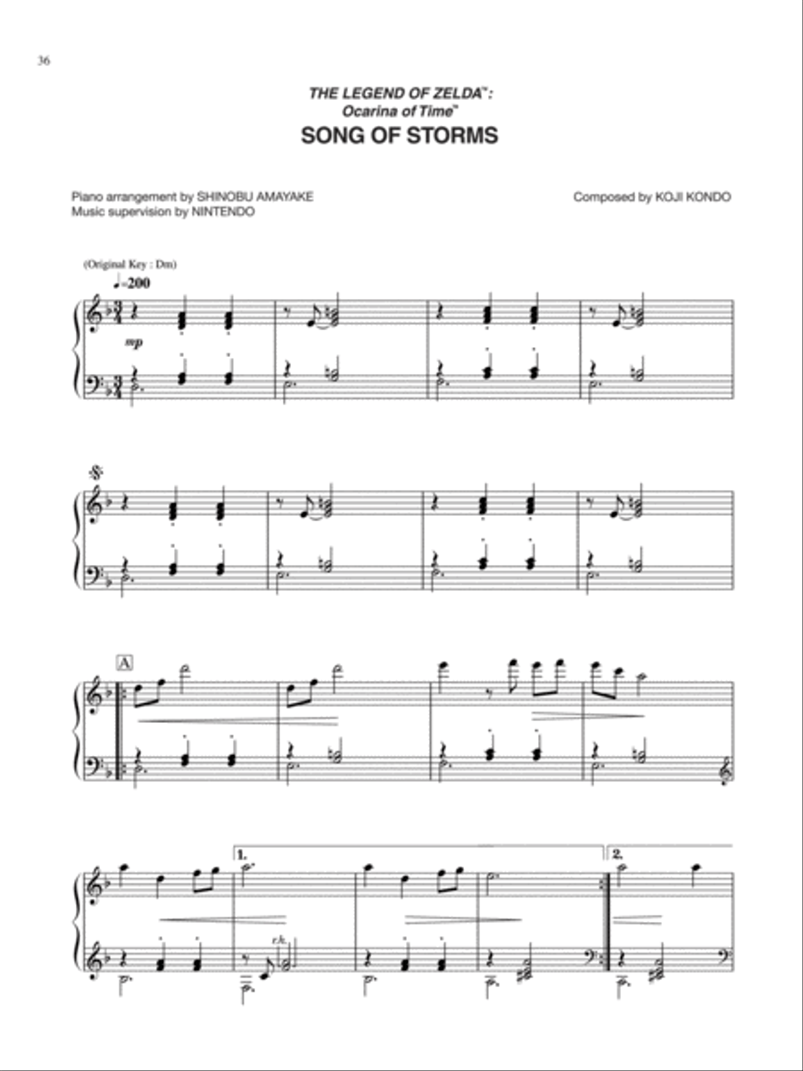 The Legend of Zelda™: Ocarina of Time™ Song of Storms Piano Solo scores gallery preview page 1
