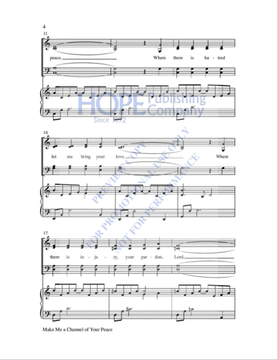 Make Me a Channel of Your Peace 4-Part scores gallery preview page 5