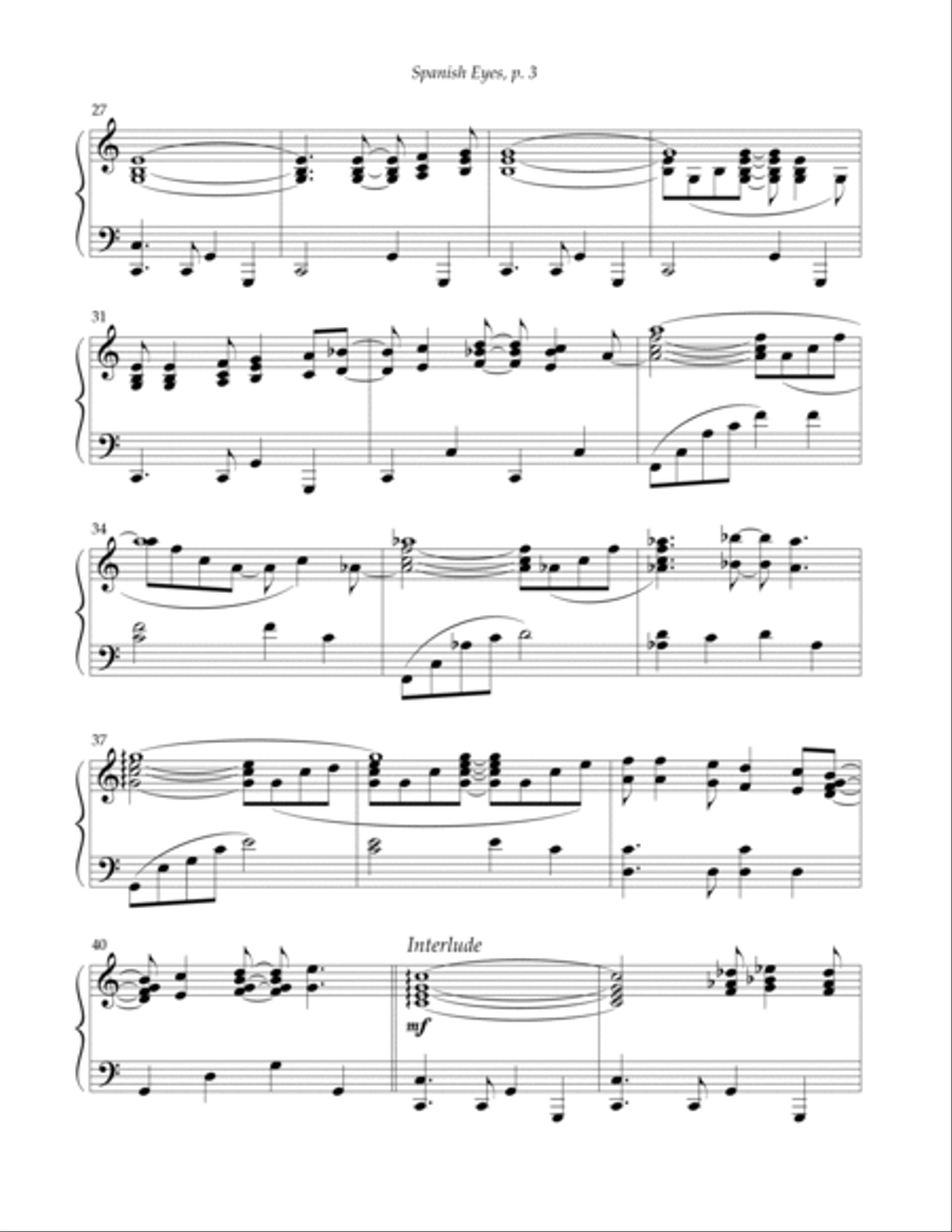 Spanish Eyes Piano Solo scores gallery preview page 3