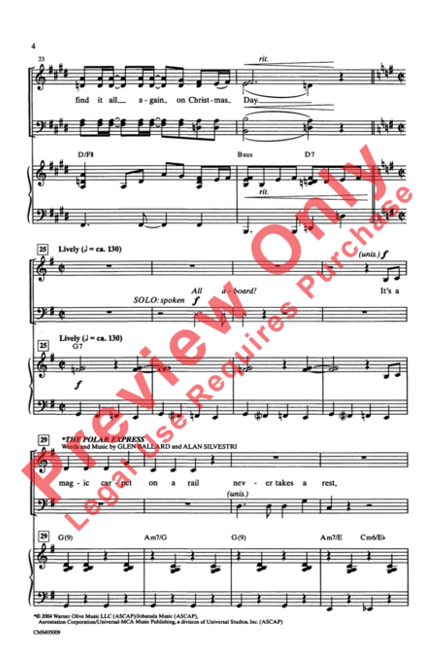 The Polar Express: A Choral Medley 4-Part scores gallery preview page 5