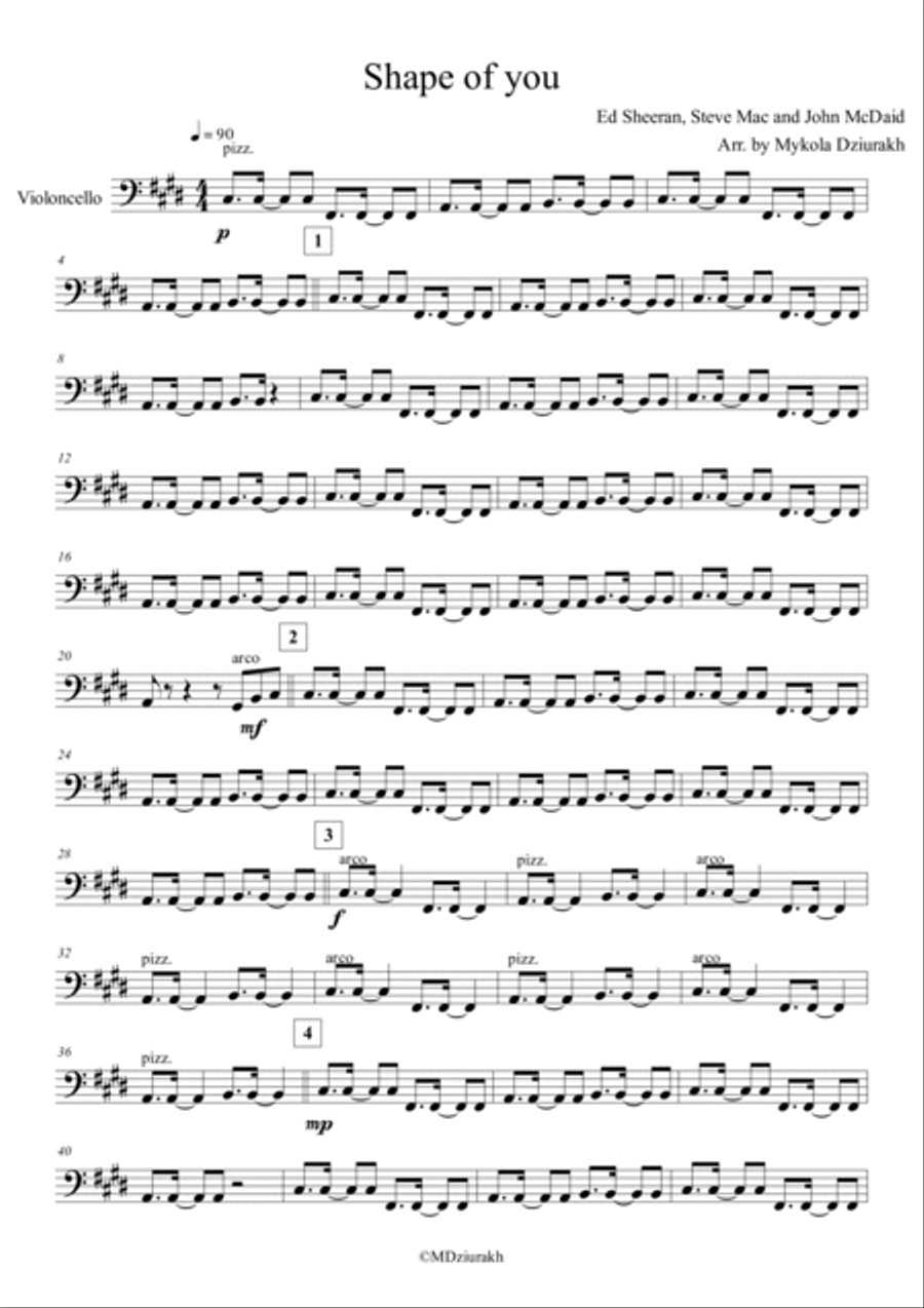 Shape Of You String Quartet scores gallery preview page 4
