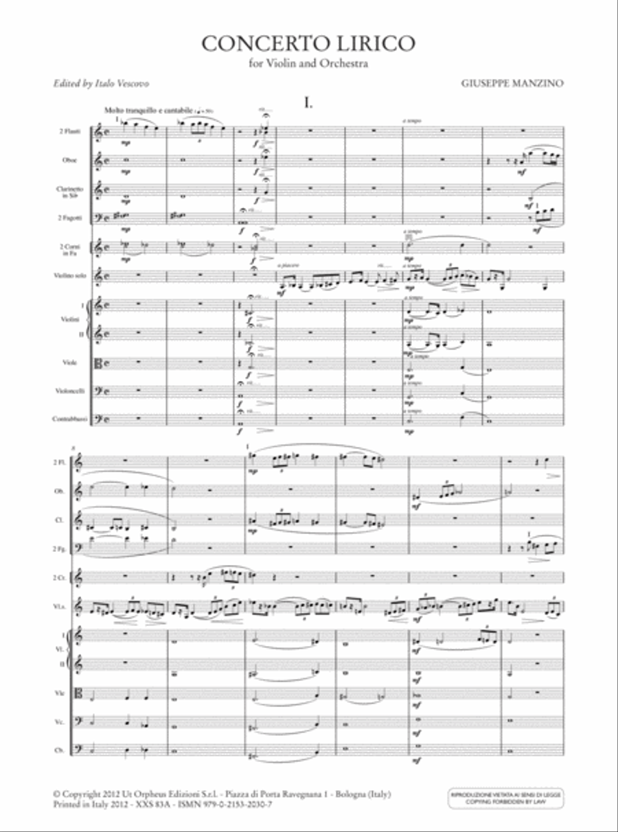 Concerto Lirico for Violin and Orchestra (1978-79) Orchestra scores gallery preview page 2