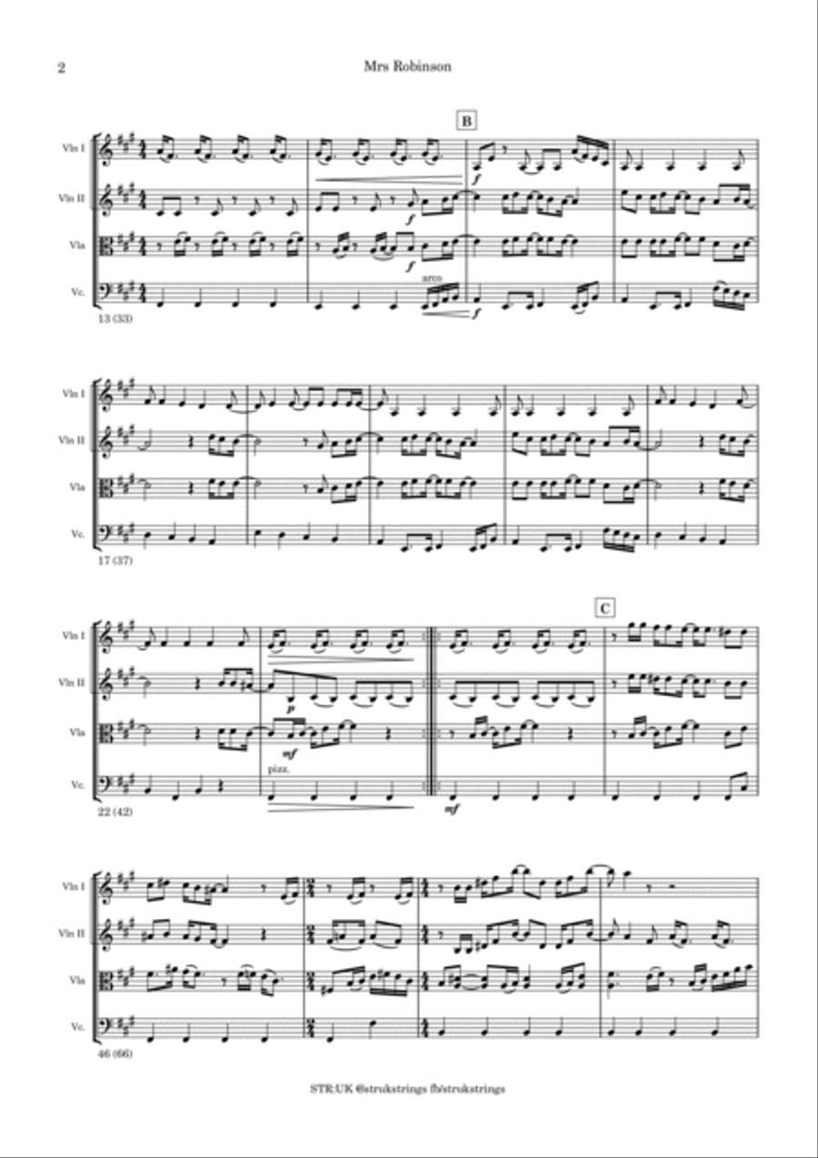 Mrs. Robinson String Quartet scores gallery preview page 3