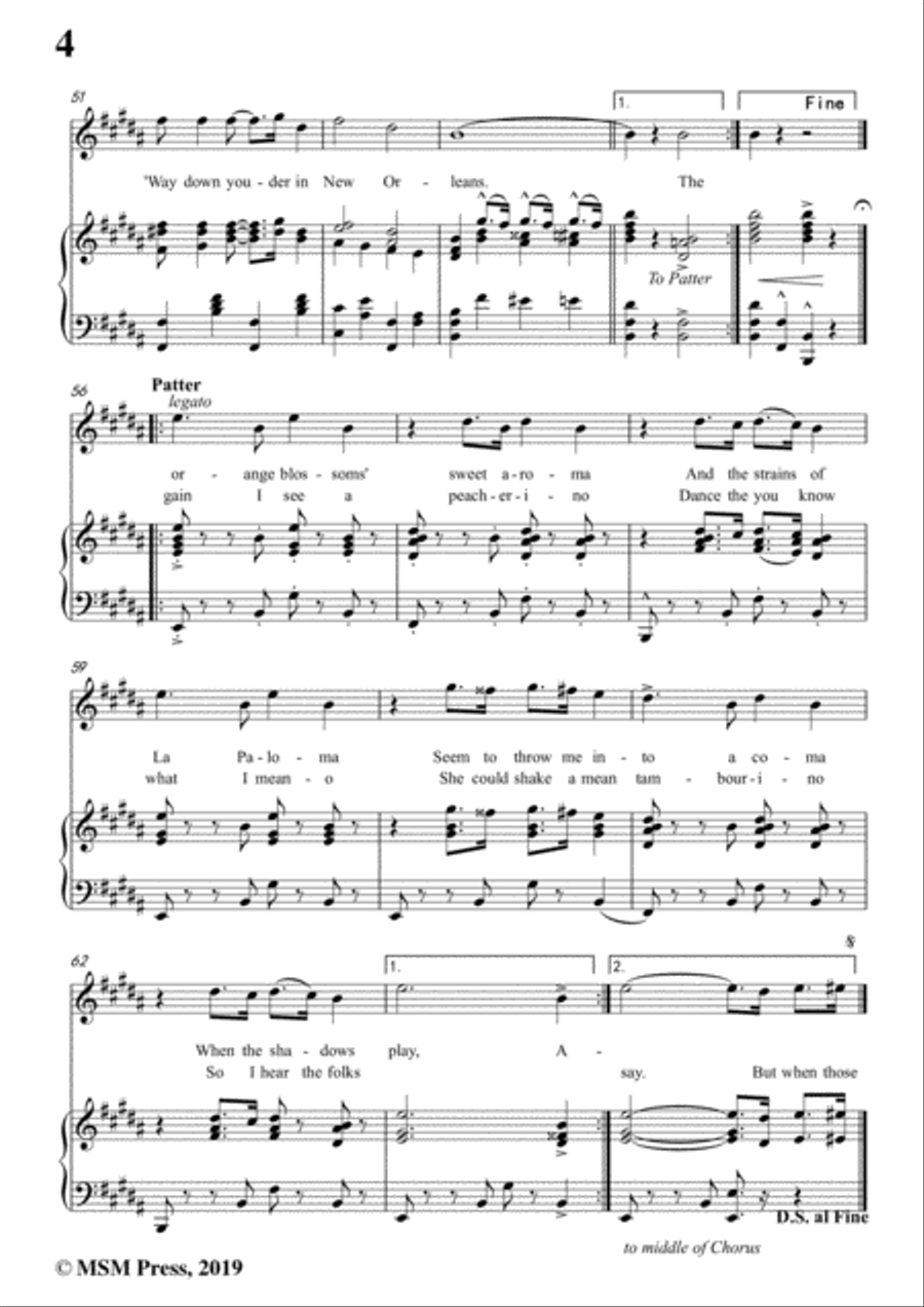 Turner Layton-Way Down Yonder in New Orleans,in B Major,for Voice&Pno Voice scores gallery preview page 6