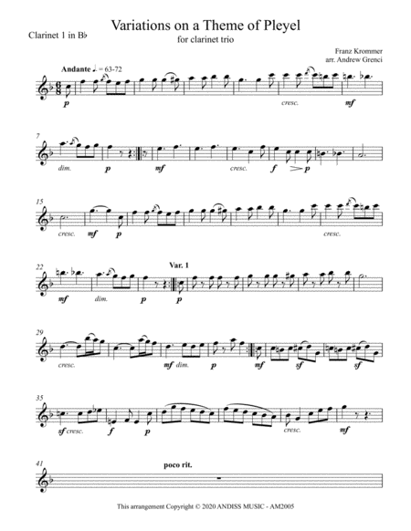 Variations on a Theme of Pleyel for Clarinet Trio image number null