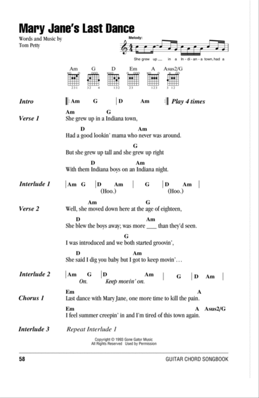 Mary Jane's Last Dance Acoustic Guitar scores gallery preview page 1