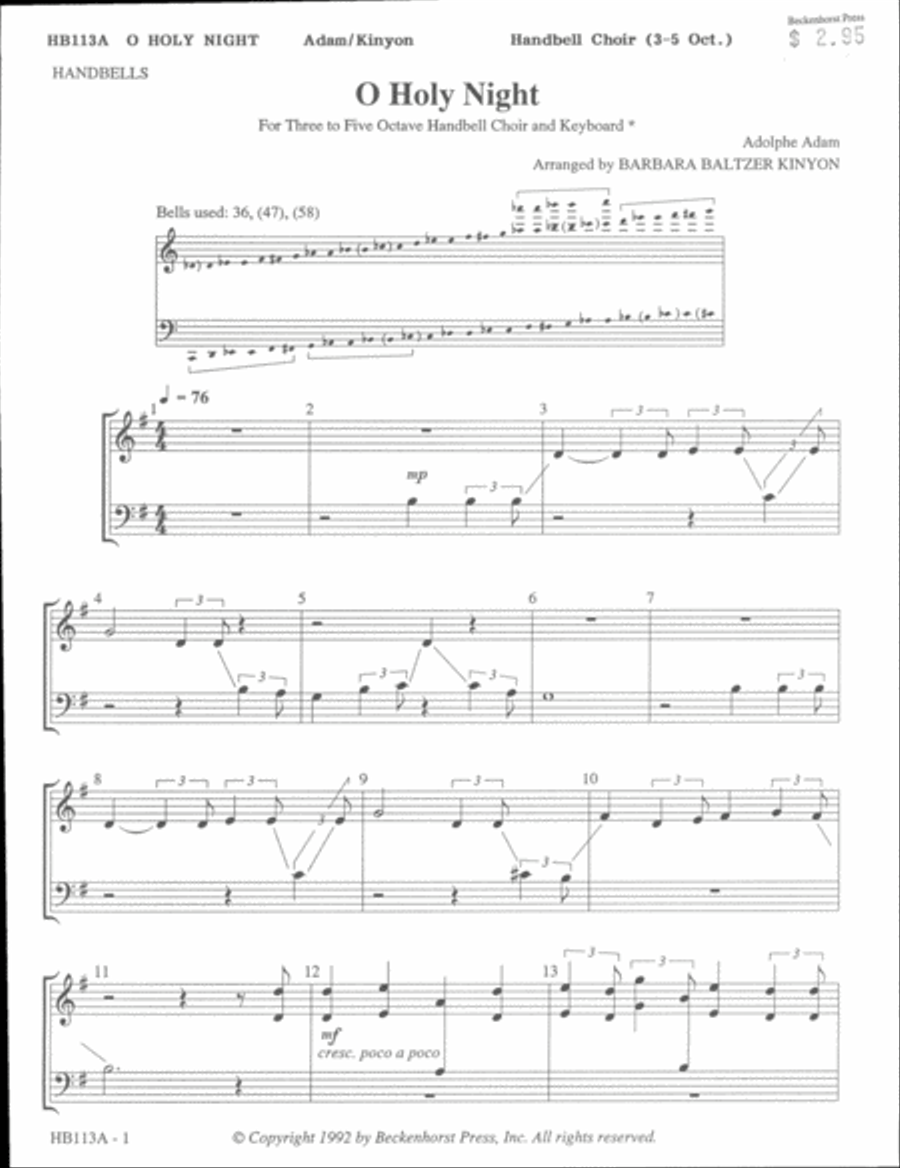 O Holy Night - handbell part 5-Octaves scores gallery preview page 2