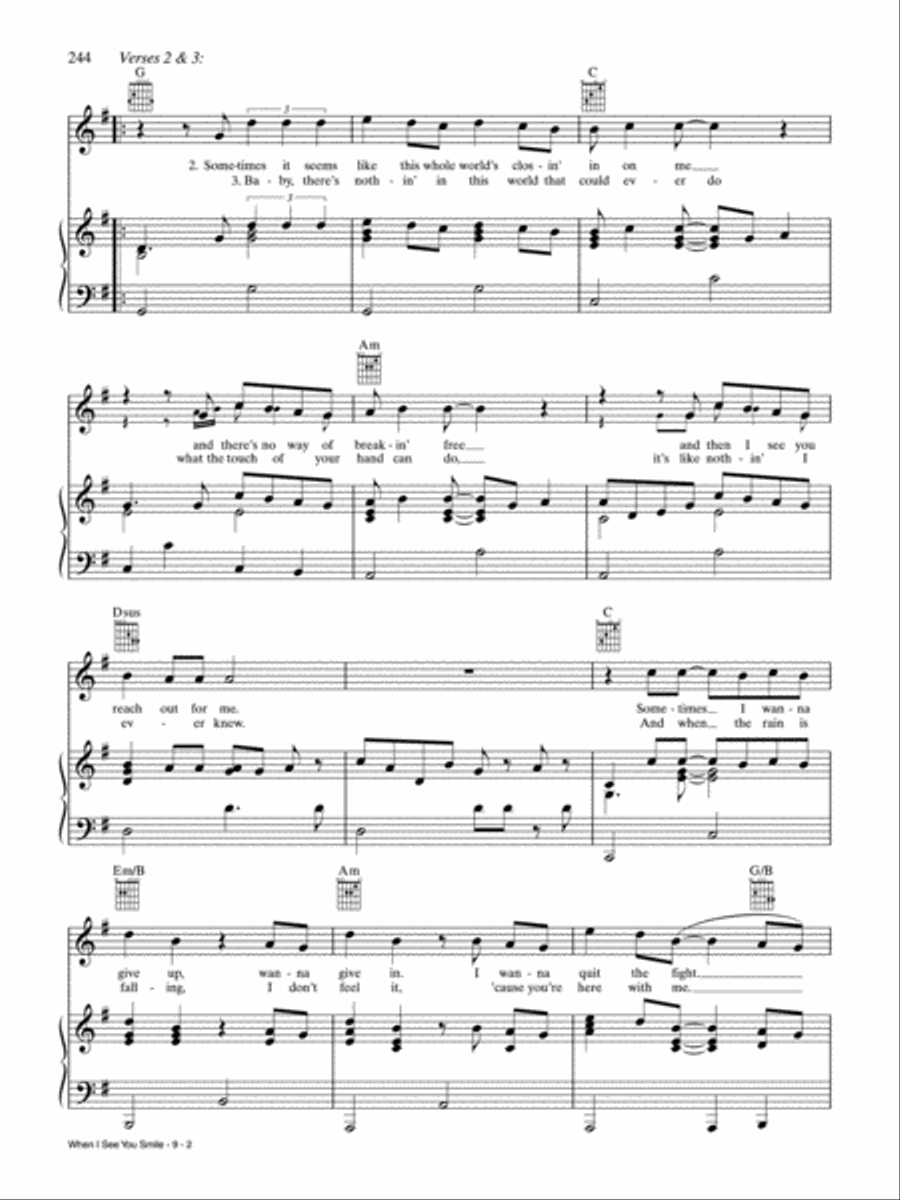 When I See You Smile Piano, Vocal, Guitar scores gallery preview page 2