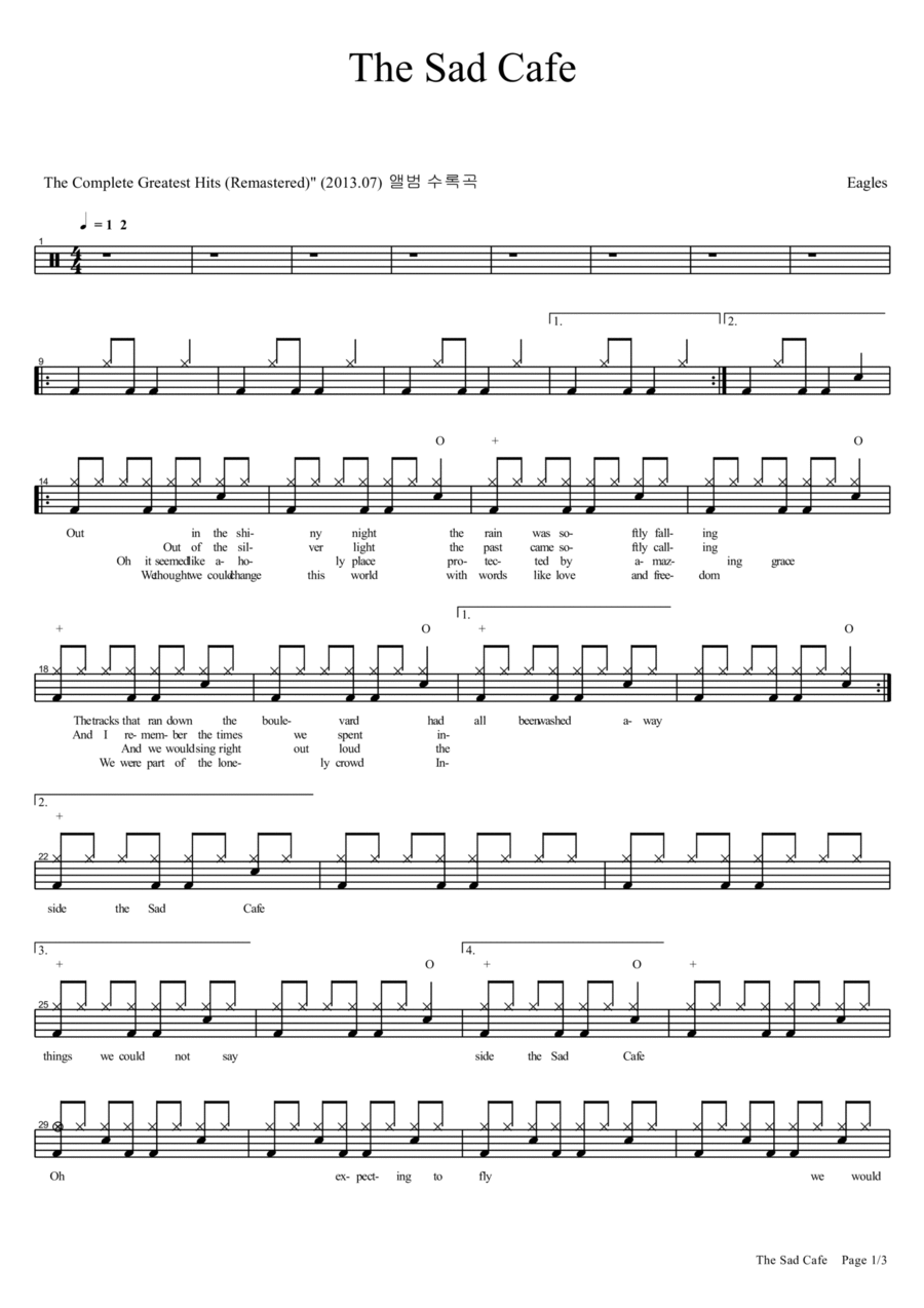 The Sad Cafe Drum Set scores gallery preview page 1