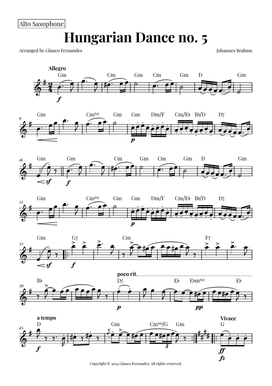 Hungarian Dance No. 5 Chamber Music scores gallery preview page 1
