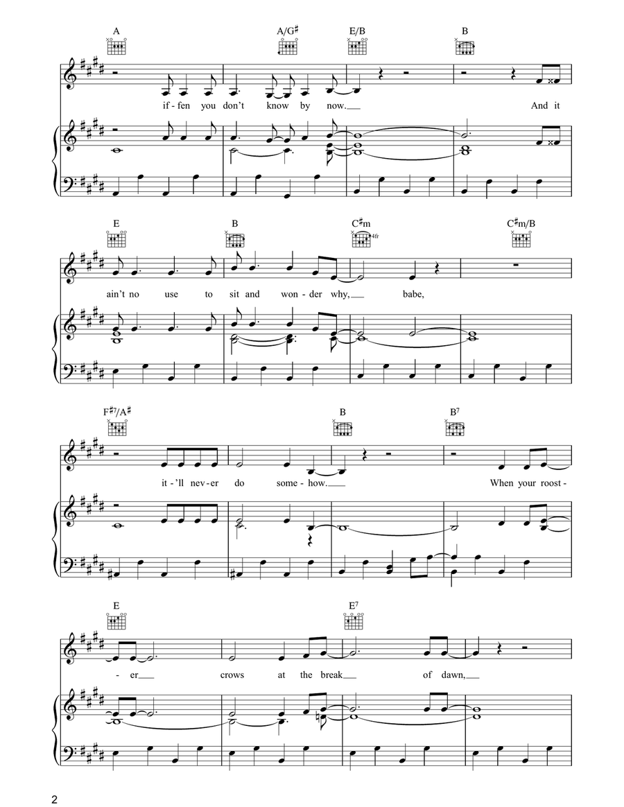 Don't Think Twice, It's Alright Piano, Vocal, Guitar scores gallery preview page 2