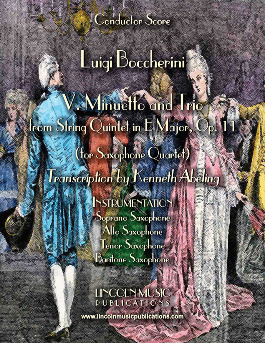 Boccherini - “Minuetto” (for Saxophone Quartet SATB) Saxophone Quartet scores gallery preview page 1