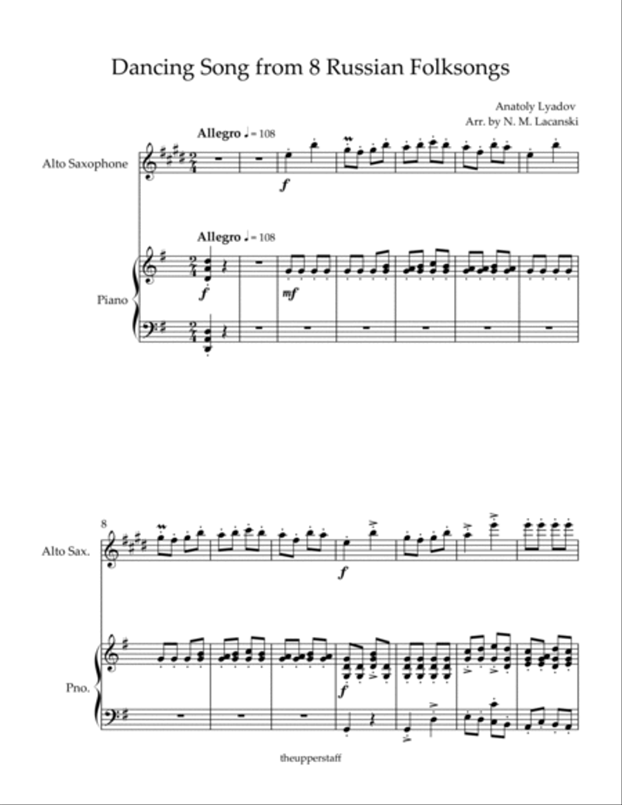 Dancing Song from 8 Russian Folksongs Dancing Song from 8 Russian Folksongs Alto Saxophone scores gallery preview page 2