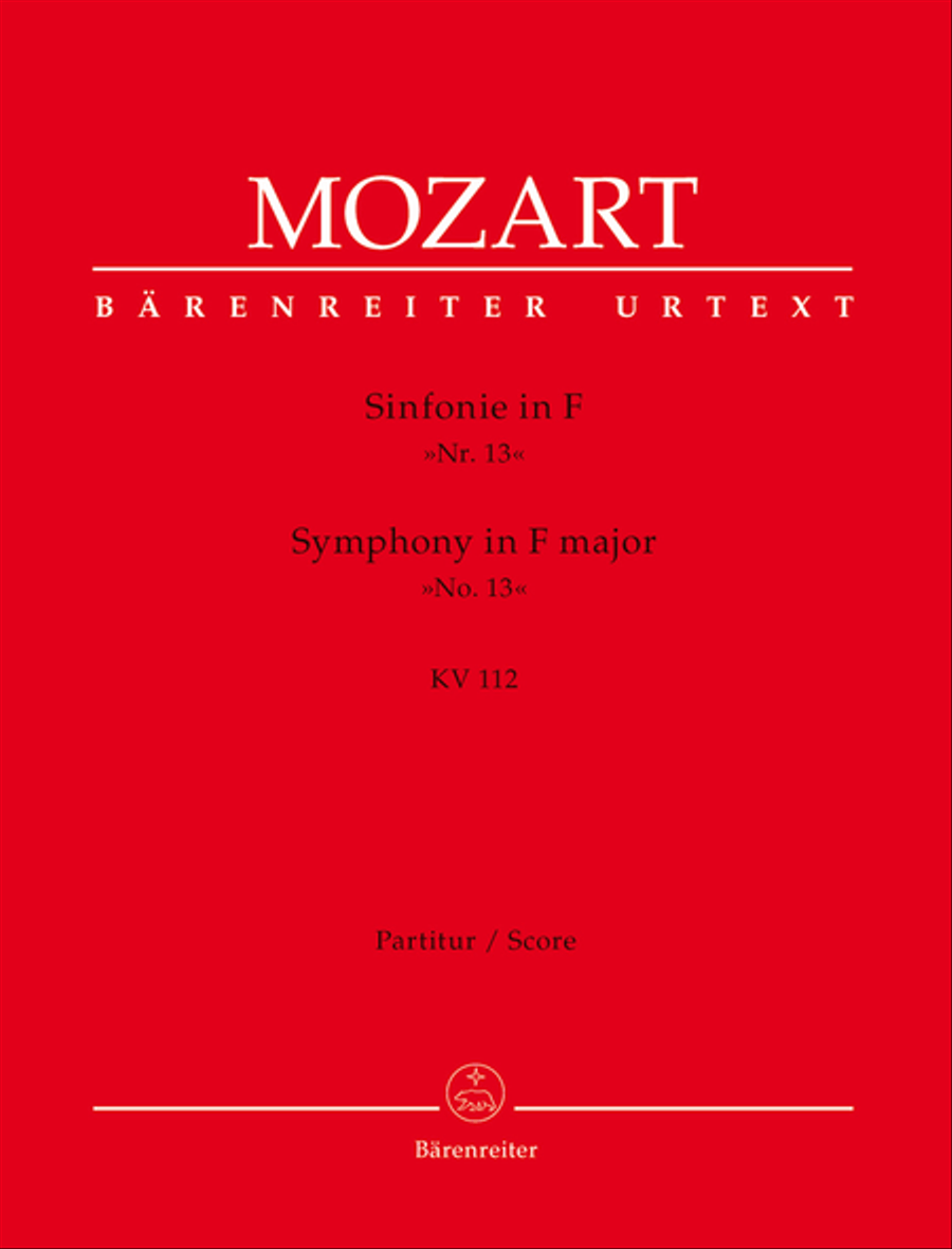 Symphony, No. 13 F major, KV 112 Chamber Orchestra scores gallery preview page 1