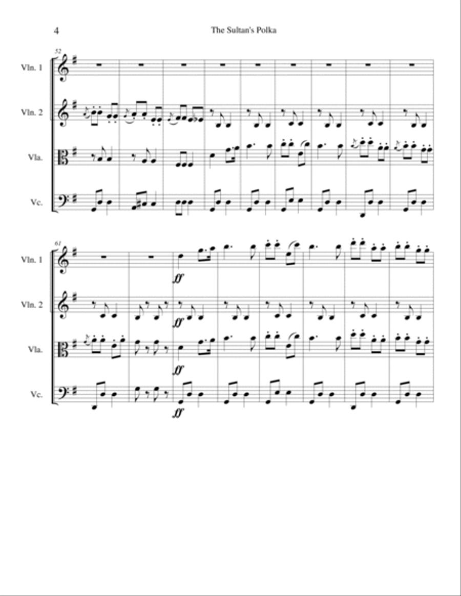 The Sultan's Polka for String Quartet String Quartet scores gallery preview page 4