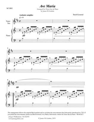 Bach-Gounod: Ave Maria for Tenor Sax & Piano