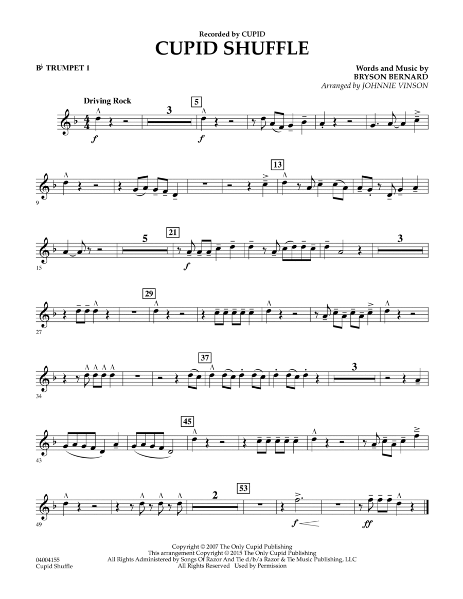 Cupid Shuffle - Bb Trumpet 1 Concert Band scores gallery preview page 1