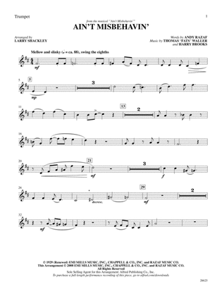 Ain't Misbehavin' (from the musical Ain't Misbehavin'): 1st B-flat Trumpet