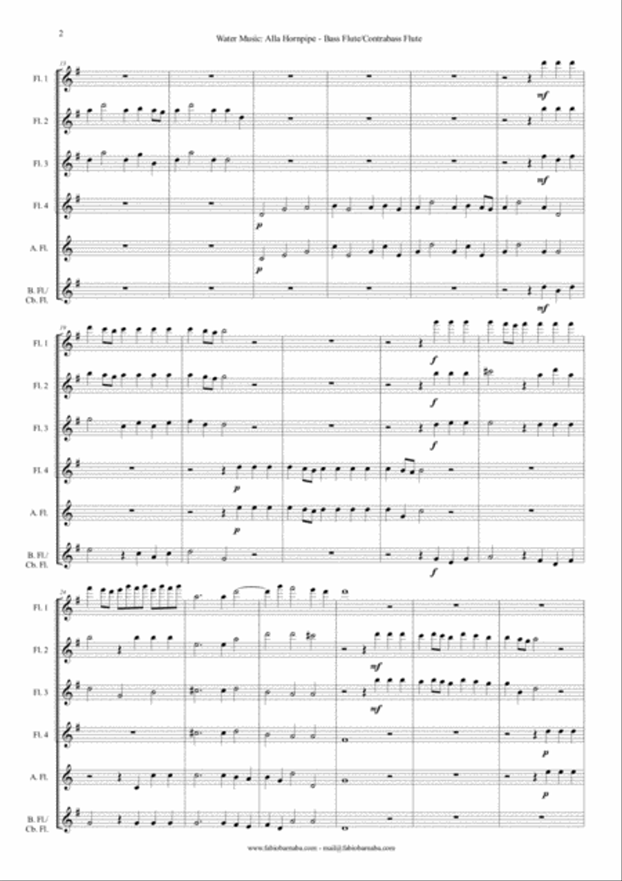 Water Music - Alla Hornpipe - for Flute Choir Flute Choir scores gallery preview page 3