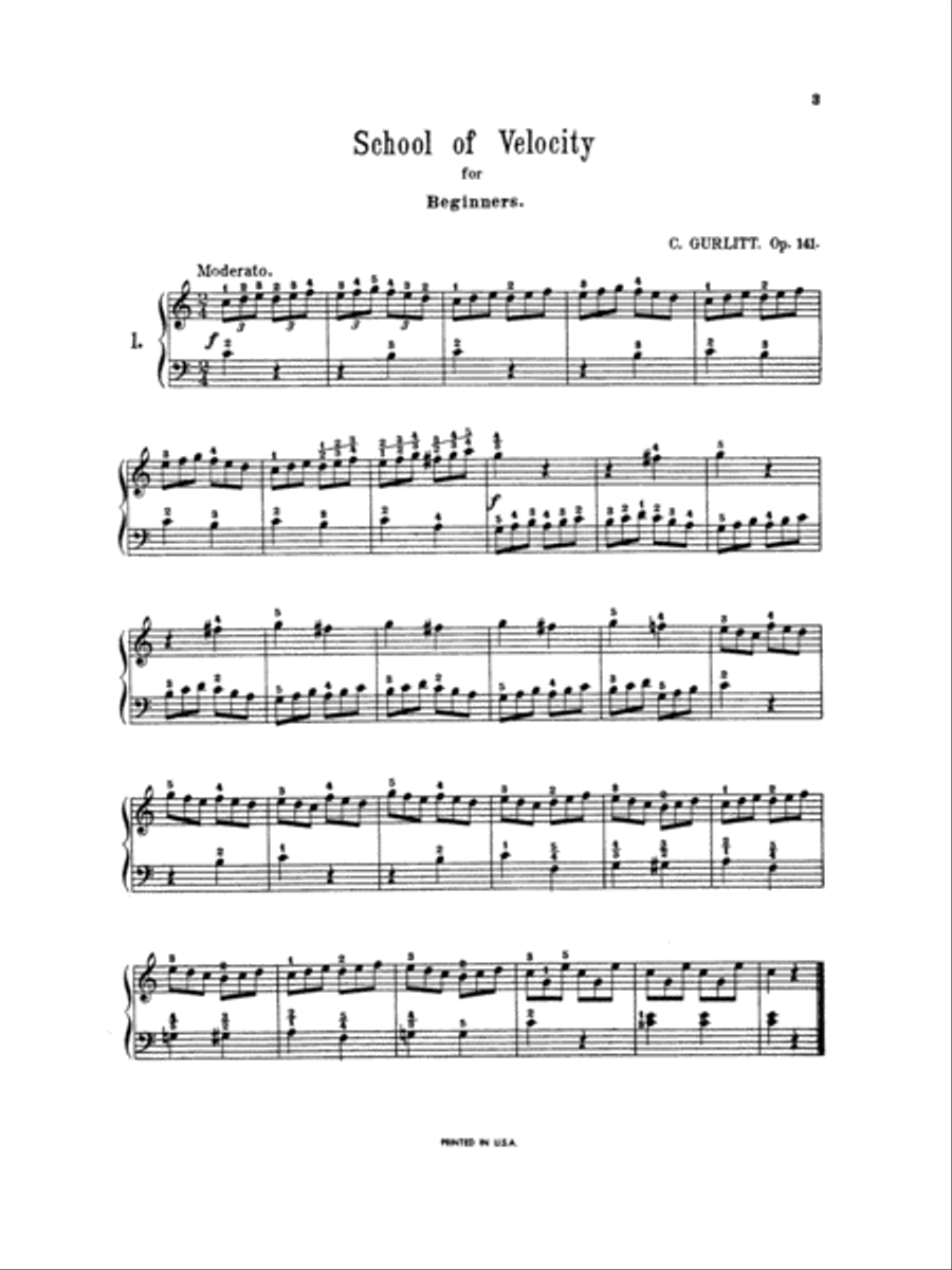 School of Velocity for Beginners, Op. 141