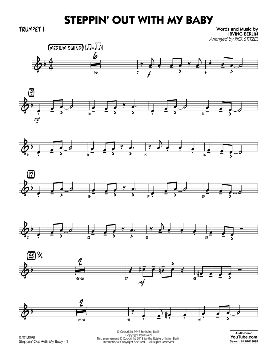 Steppin' Out with My Baby - Trumpet 1 Jazz Ensemble scores gallery preview page 1