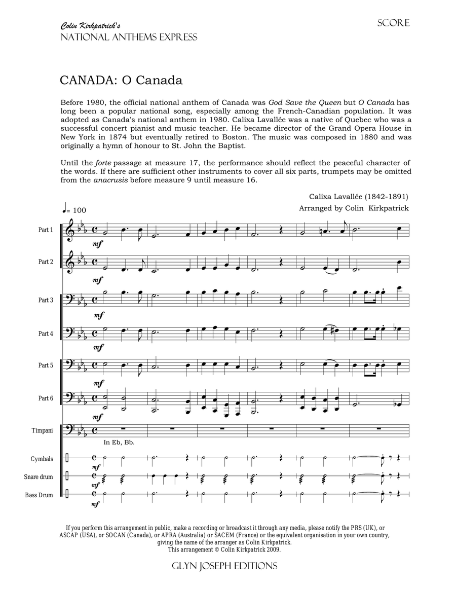 Canada National Anthem: O Canada Large Ensemble scores gallery preview page 4