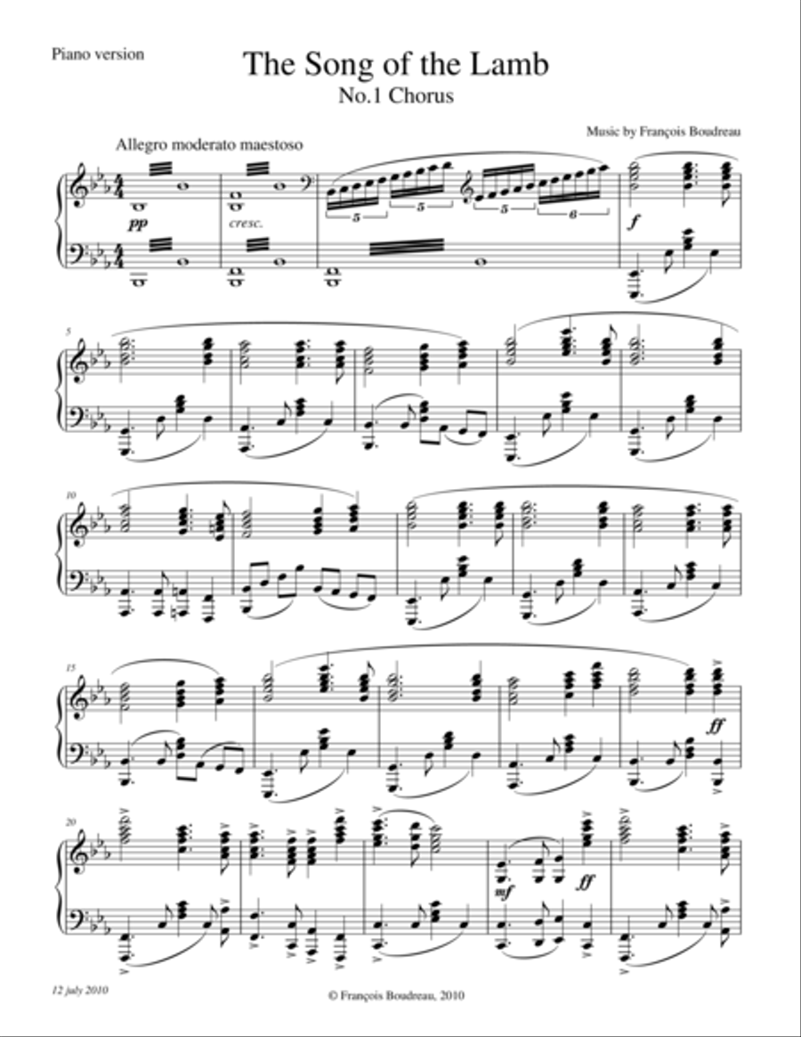 The Song of the Lamb mvt.1 Piano Solo scores gallery preview page 1