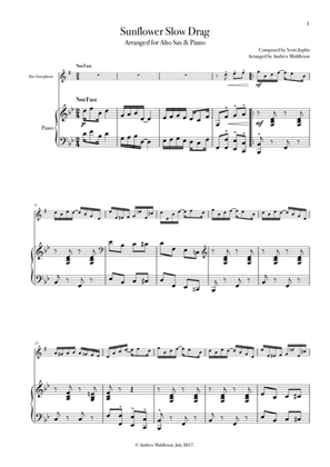 Sunflower Slow Drag arranged for Alto Saxophone and Piano